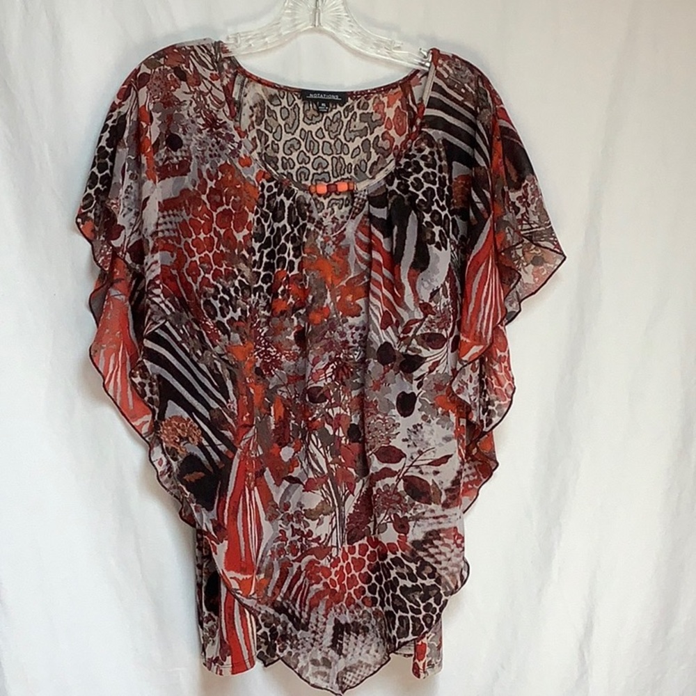 Notations Animal And Foliage Print Blouse Size XL